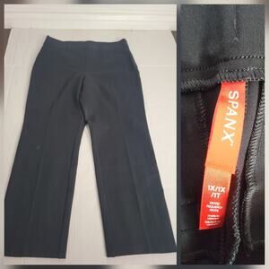 Spanx Black Straight Pants Sz Plus 1X Petite Smooth Perfect Fit Office Career